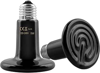 2 Lampade Riscaldanti Ceramica E27 75W Per Rettili - Nessuna Luce, Solo Calore Per Tartarughe E Serpenti - Foto 3