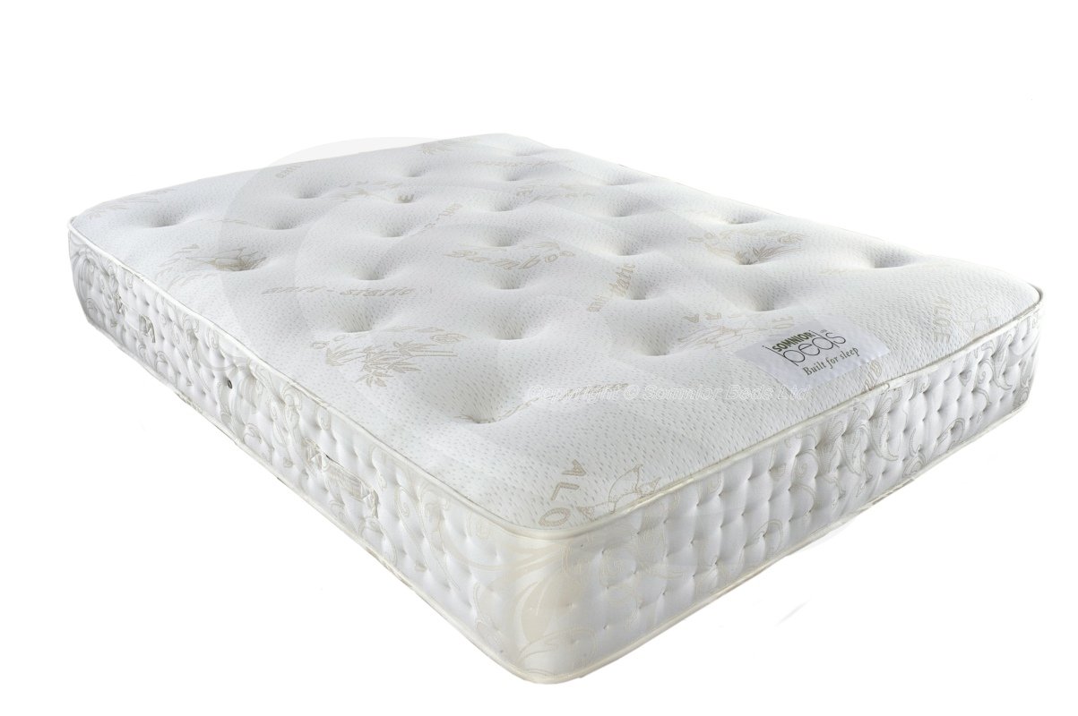 Somnior Eleanor Divan Bed Base 4 Drawers & 54" Floor Standing Headboard Velvet in Ivory | Size: Double