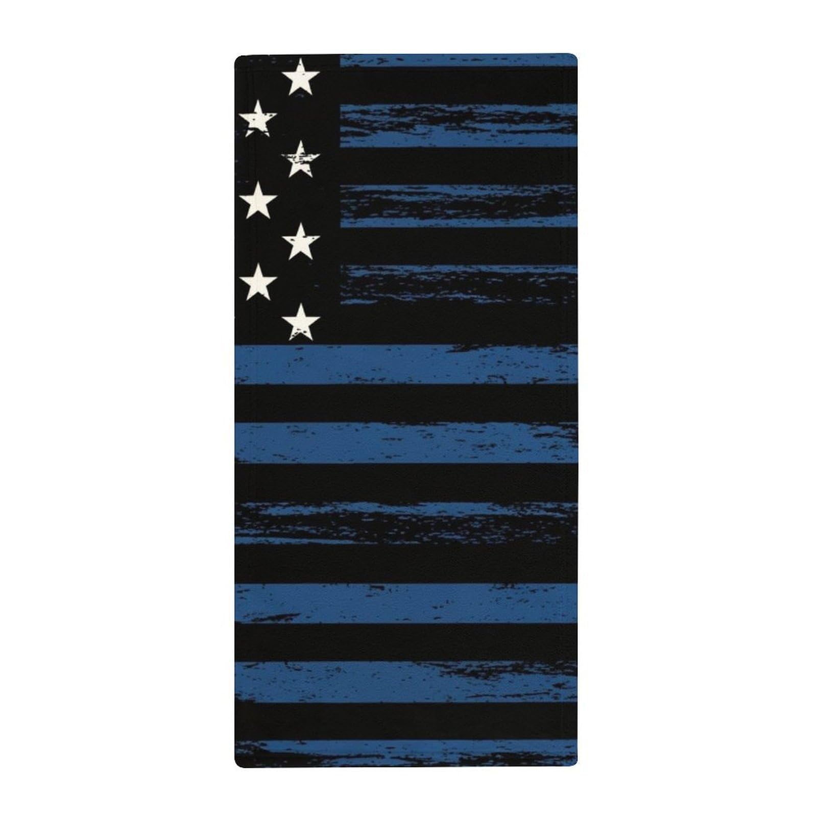 Anceky Quick-Dry Luxury Bath Towels, Thin Blue Line American Flag Ultra Soft Hand Towels for Gym, Pool, Spa & Hotel Bathroom Essentials