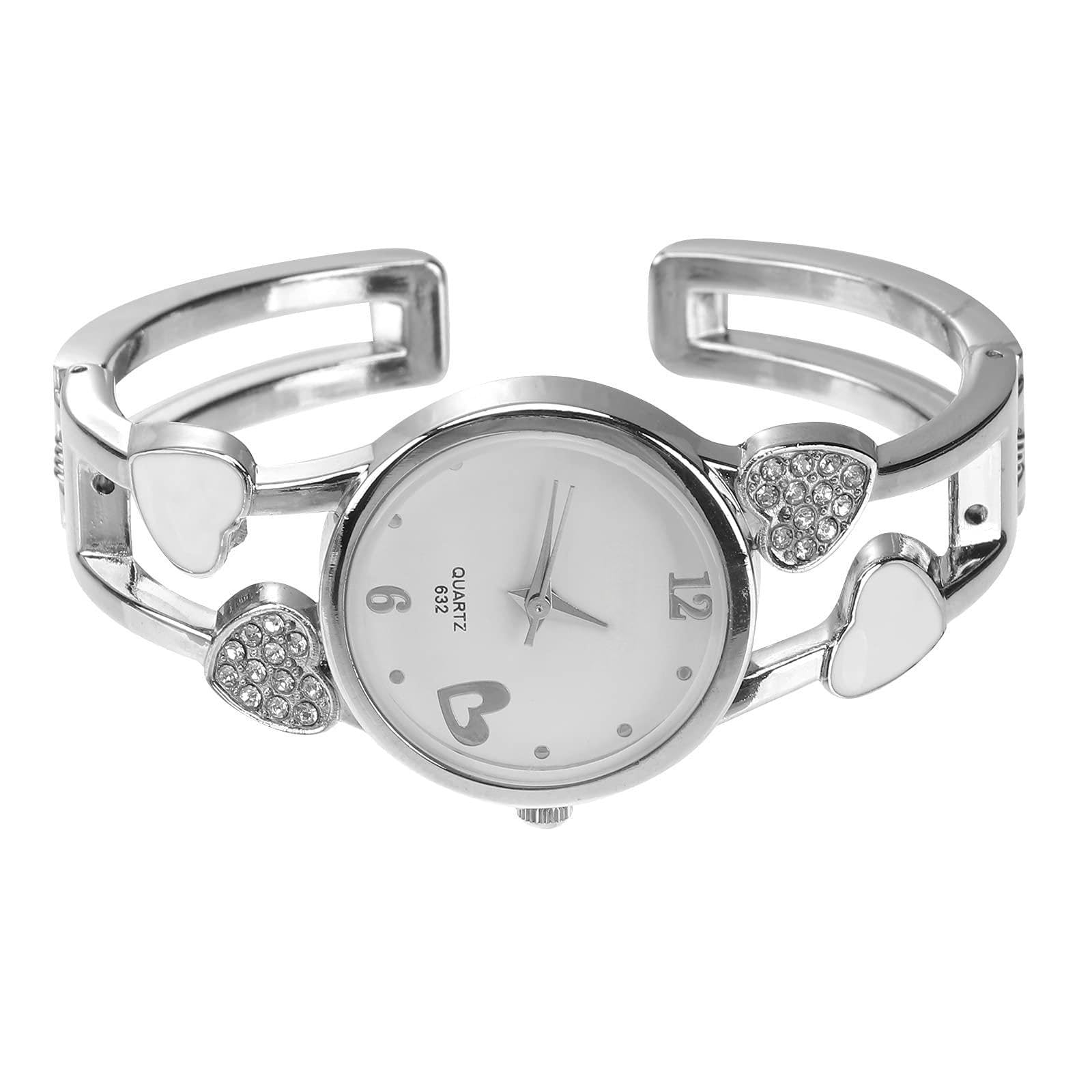 Women Watch- Ladies Watches Fashion Crystal Rhinestone Diamond Watches Valentines Gifts for Her Stainless Steel Wristwatch Quartz Watch for Women Girls White