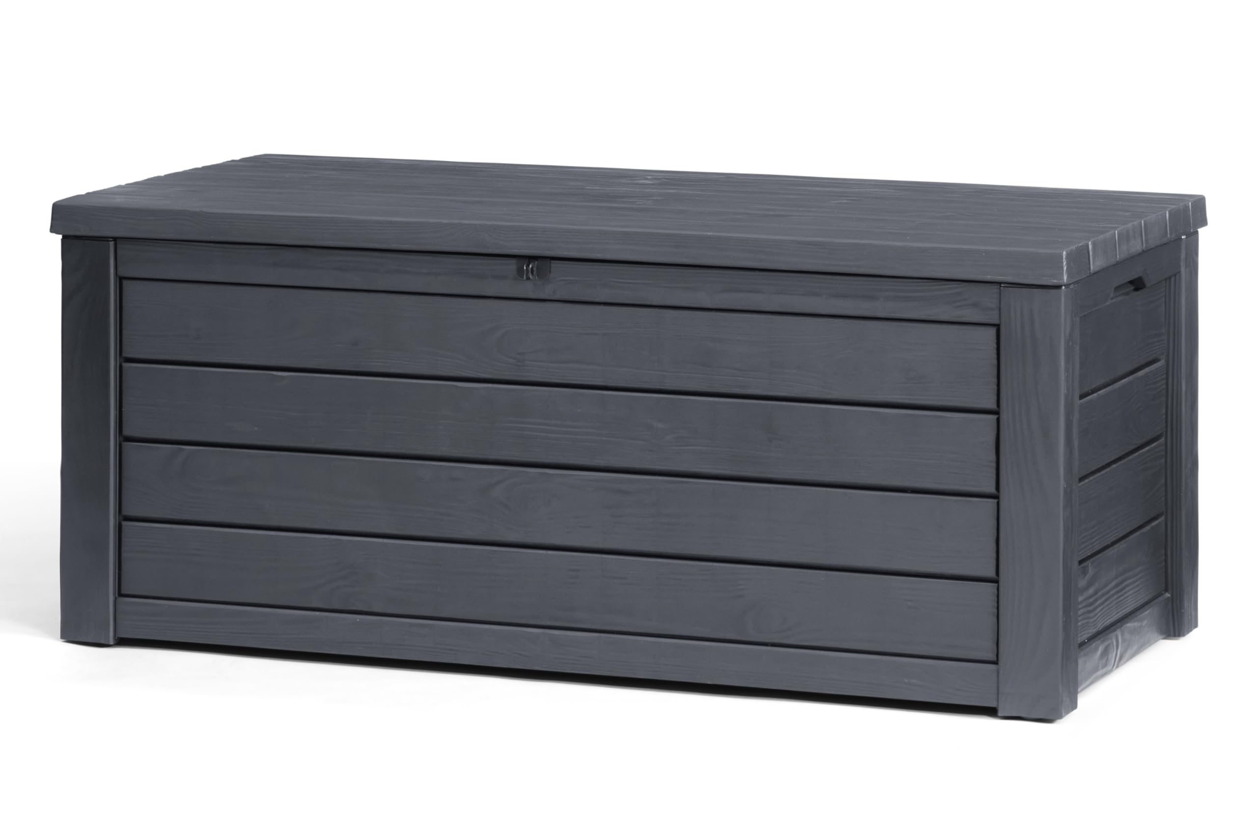 Keter Eastwood Auflagenbox mit 570 Liter Volumen, Wetterfest und Wasserdicht, Sitzgelegenheit, Anthrazit, 72,4 x 155 x 64,4 cm, Kissenbox, Gartenbox