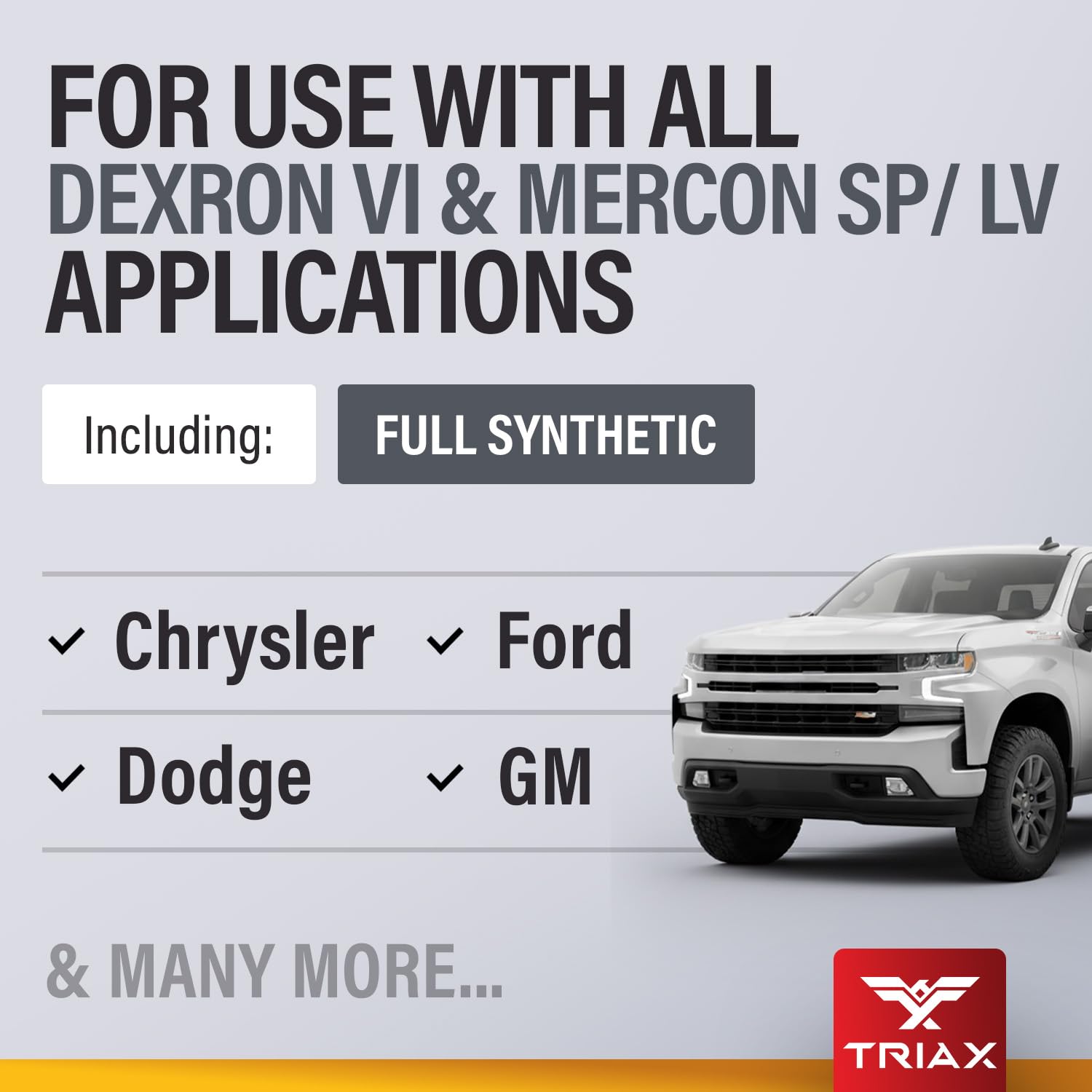 TRIAX DX6 ATF - Fluido sintetico a bassa viscosita' per trasmissioni automatiche - Compatibile con Dexron VI e Mercon LV