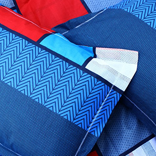 Image of Story@Home 120 TC 1 Bedsheet for Double Bed Cotton with 2 Pillow Covers, Geometric Pattern, Blue
