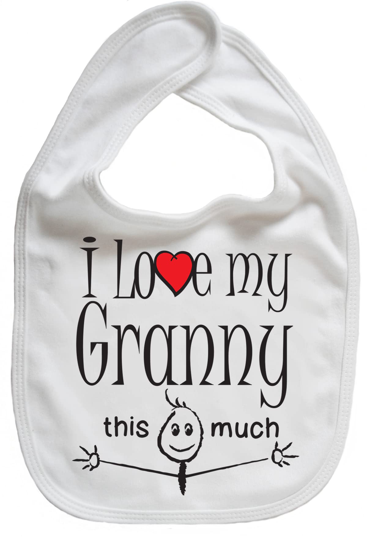 Image is Everything IiE, I Love My Granny This Much, Grandson Granddaughter Baby Unisex Soft Cotton Feeding Bib, White