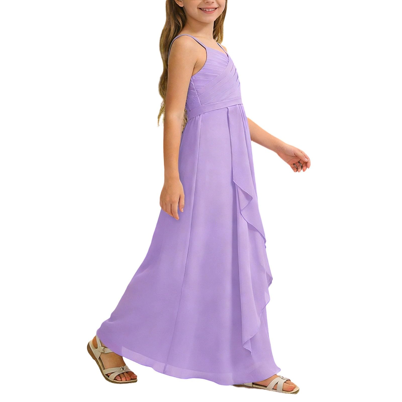 Vestito Ragazza Elegante - Abito Bambina Elegante, Abito Lungo in Chiffon Svolazzante Damigella d'Onore Junior Abito da Sposa Abito da Cerimonia