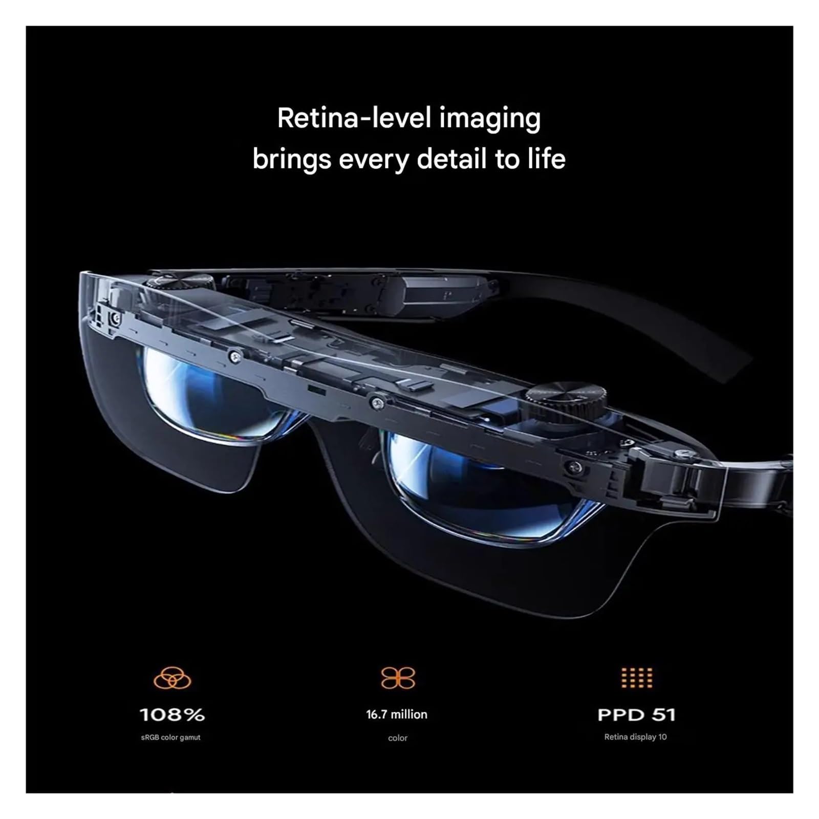 Compatible For Meizu StarV View AR Smart Glasses 120Hz Micro HD OLED Screen 3D MAX VR Glasses With 0 °~600 ° Myopia Adjustment AI Glasses(Gray with adapter)