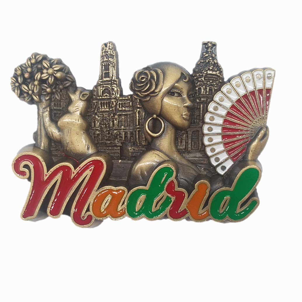 Muyu Magnet Madrid Spain 3D Metal Fridge Magnet Travel Souvenir Gift Collection Home Kitchen Refrigerator Decoration Magnetic Sticker Magnet