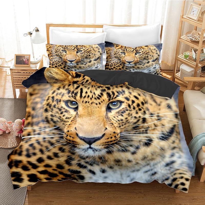 Parure de lit 220x240 léopard jaune, une idée cadeau décoration anniversaire
