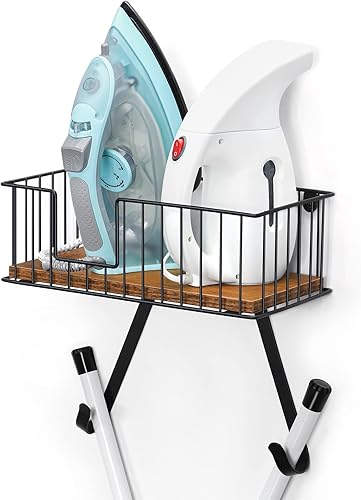 YBING Soporte para tabla de planchar con patas en Y, soporte de pared con estante de almacenamiento, soporte para plancha y tabla de planchar con