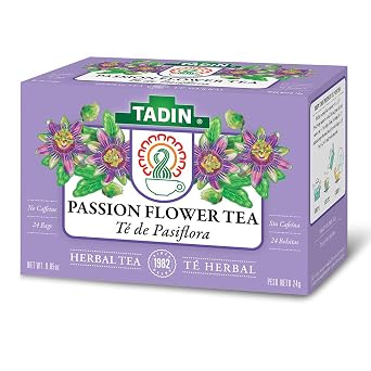 Tadin Passion Flower Herbal Tea. Caffeine Free. 0.84 oz. 24 Tea Bags. Pack of 3