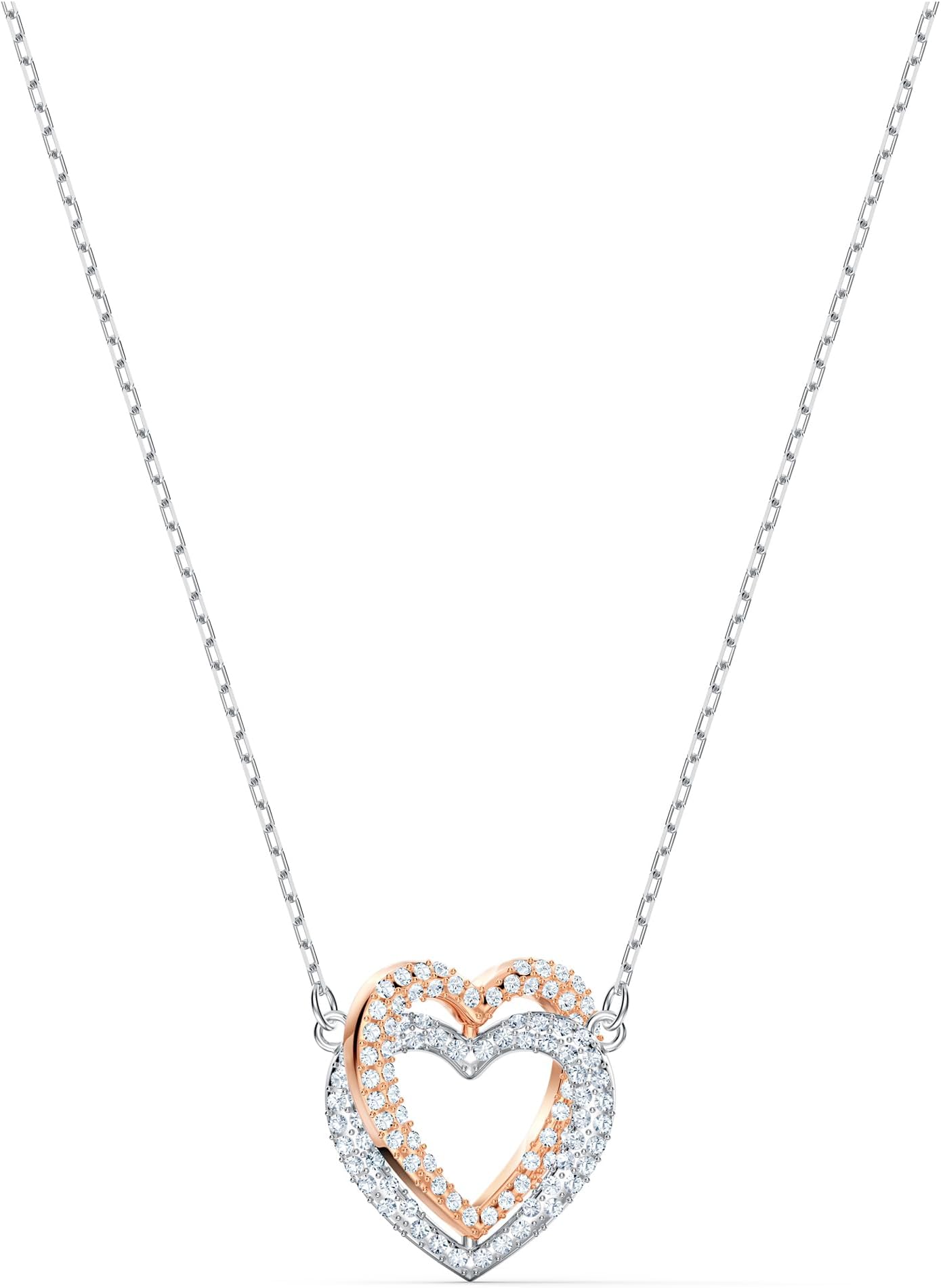 Women's Infinity Heart Jewelry Collections, Rose Gold Tone & Rhodium Finish, Clear Crystals