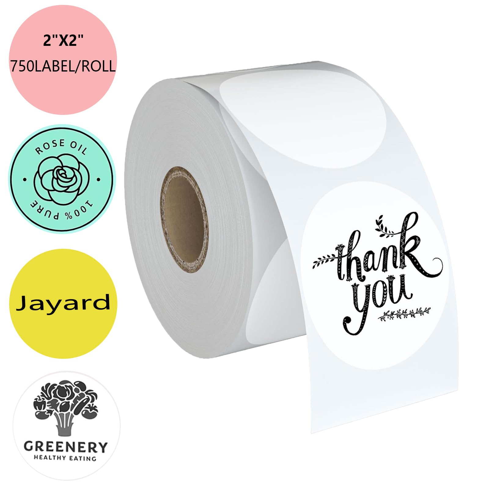 Round Thermal Printer Stickers, 750 Direct Thermal Labels, 2" Self-Adhesive Address Shipping Thermal Stickers, Circle Sticker Labels Compatible with Zebra, Rollo, MUNBYN, White (75 image 5