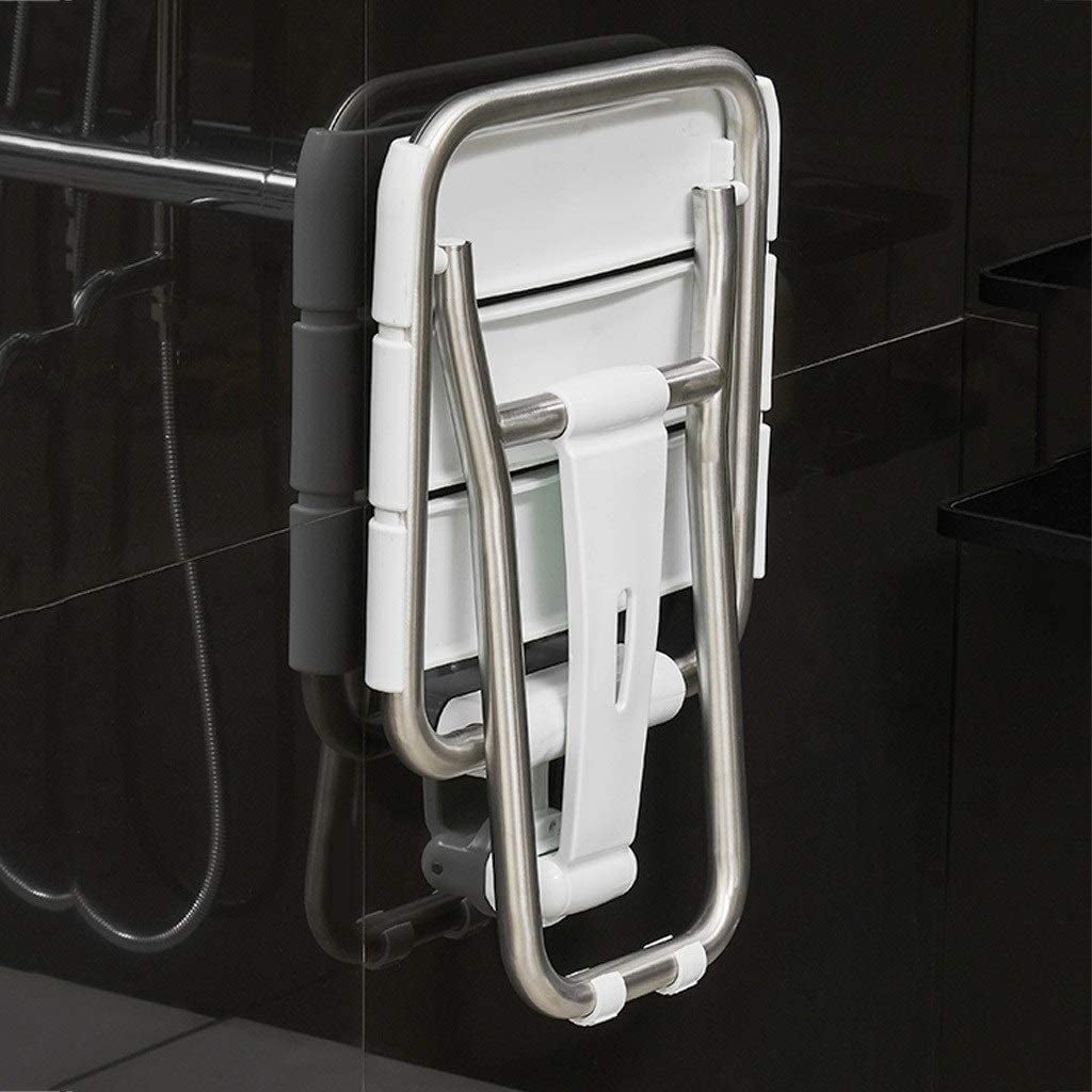 Taburetes de Ducha montados en la Pared, para Personas Mayores discapacitadas, Antideslizantes, Taburete para Cambiar Zapatos, Patas de Acero Inoxidable, Asiento de Ducha Plegable de plástic