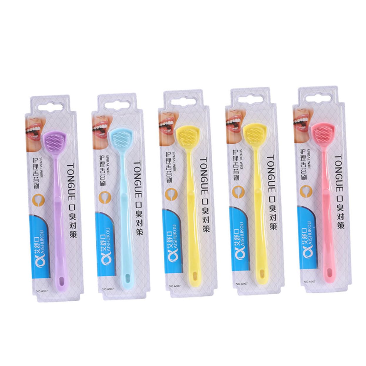 CALLARON Professional Tongue Scraper 5-Pack Convenient Tongue Clean Tool for Adults Easy-to-Use Oral Hygiene Accessory Random Color