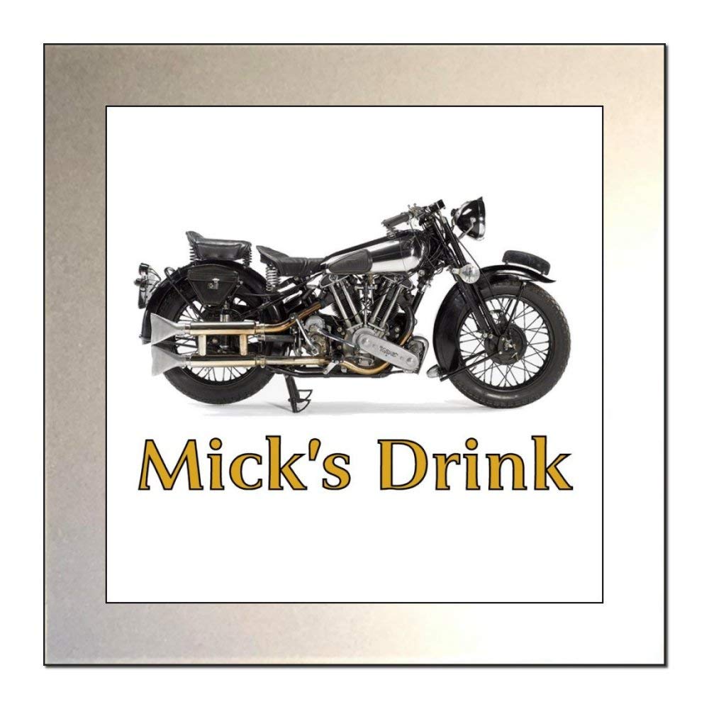 Key Expressions Silver Personalised Classic Motorcycle Glass Drinks Coaster For Brough Superior Ss100 Enthusiasts