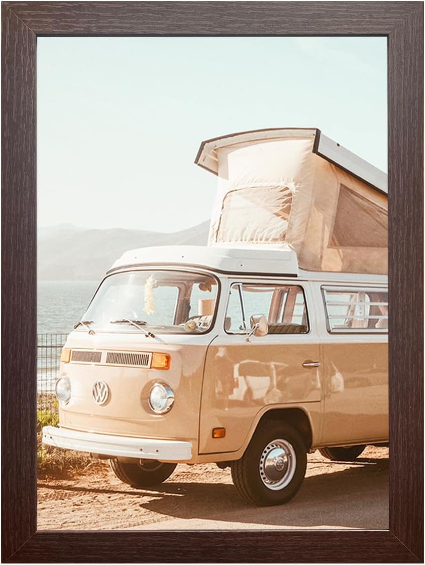 KTKDE A1 Poster Frame 23.4x33.1 Walnut Woodgrain, Vertical & Horizontal Wall Hanging Large Picture Frame for Photos, Posters & Art Prints Perfect for best gifts and Home Decor Walnut A1-1Pack