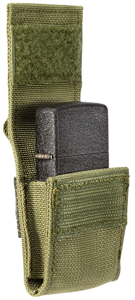 Zippo Unisex's OD Green Tactical Pouch and Black Crackle Windproof Lighter Gift Set, One Size, 5.5 x 3.8 x 1.2 cm