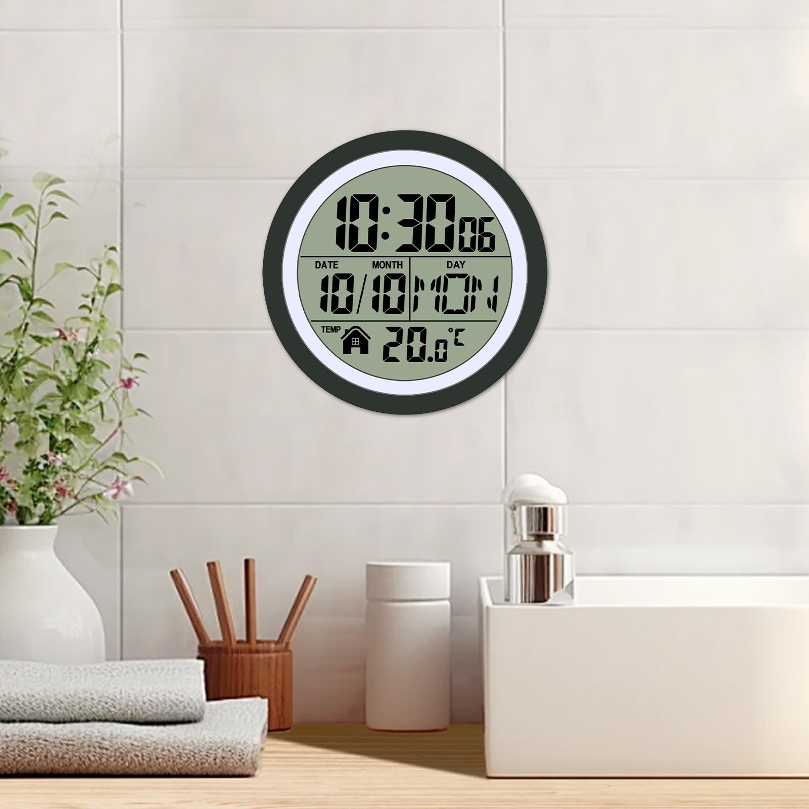 Orologio da parete per bagno Impermeabile display LCD doccia decorazione
