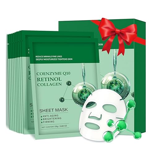 Anti Aging Face Sheet Masks, Coenzyme Q10 Retinol Collagen Facial Masks 10 Sheet, Spa Face Masks Skincare Face Treatment Masks for Deep Repairing