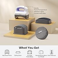 Vista 8 de EENOUR Máquina de prensa para gorras, mini prensa de calor para gorras con 3 niveles de calentamiento y apagado automático, prensa manual fácil