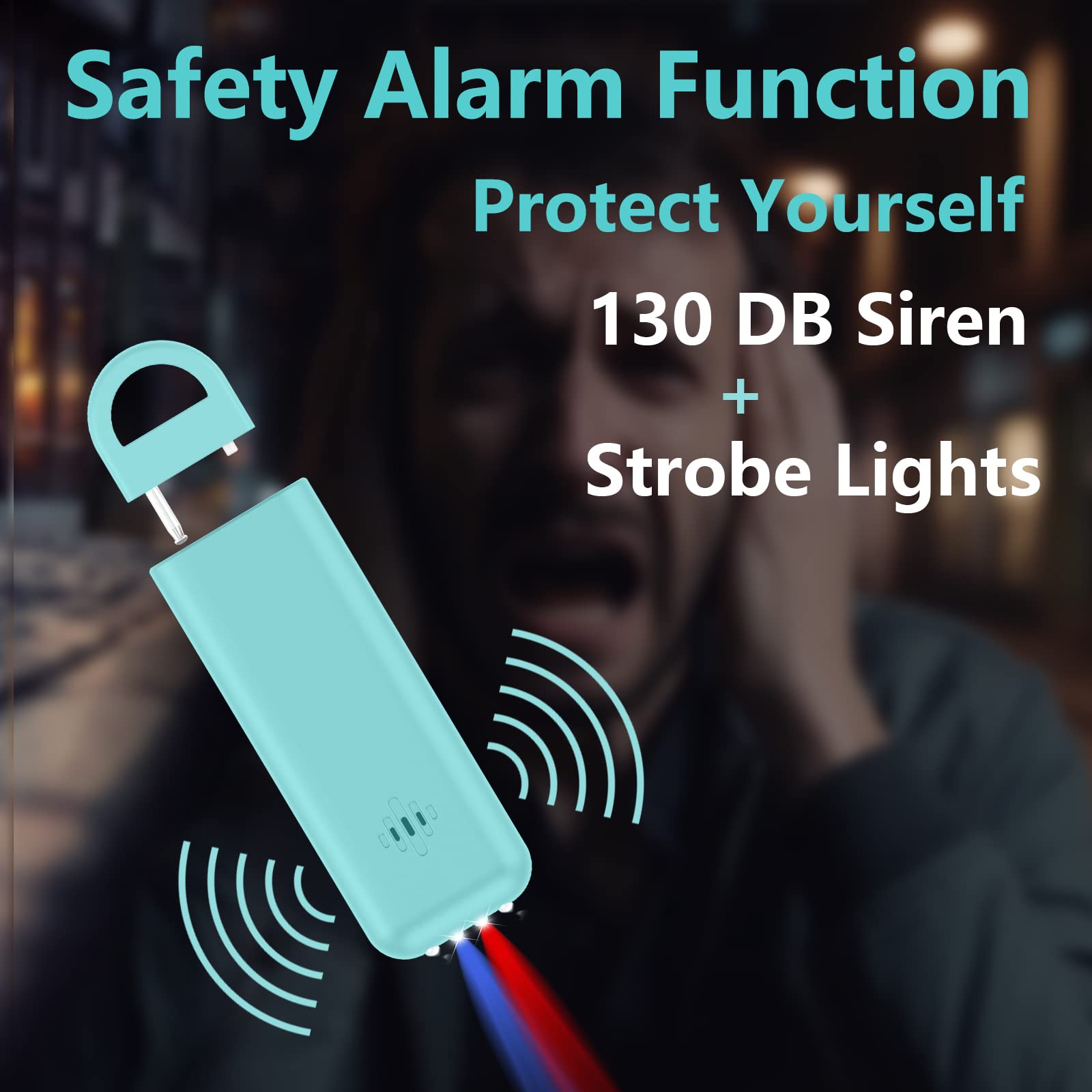 Allarme personale, portachiavi di sicurezza da 130 dB, compatibile con Apple Find My App (solo iOS, Android non supportato), localizzatore Bluetooth e cercatore remoto, torcia LED e luci
