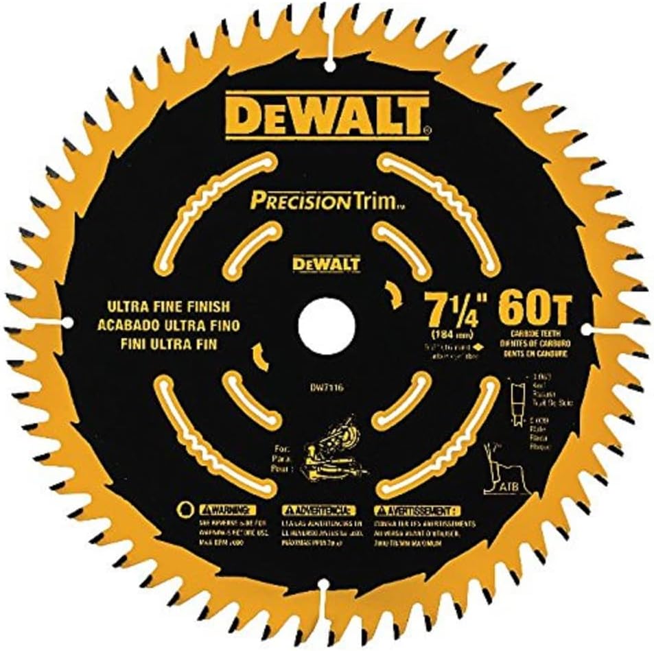 DEWALT DW7116PT DEWALT DW7116PT 60T Precision Trim Miter Saw Blade, 7-1/4"