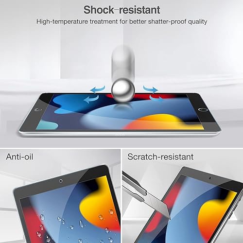 Miniatura 6 de KIQ Paquete de 2 protectores de pantalla de vidrio templado compatibles con iPad de 9, 8 y 7 generación (protector de pantalla para iPad de 10.2