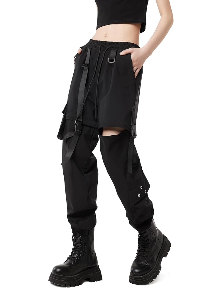 evameva drawstring pants タグ付き Verdusa Men's Drawstring Waist Zip Up Cargo Jogger Pants