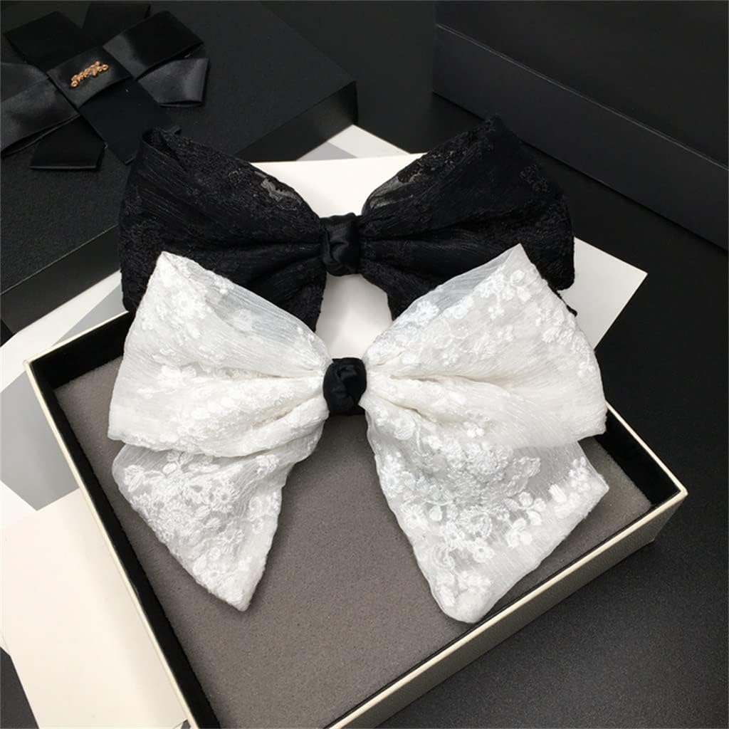 レースの弓のヘアピン メッシュ刺繍トップ クリップ水平クリップ レディ スプリング クリップ ジュエリー (Color : A, S