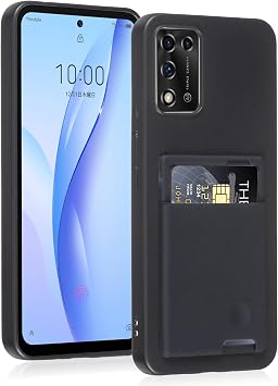 AGAIYZTE Libero 5G III A202ZT Compatible Case with Back Card Slot, Shockproof, Slim, Lightweight Black ZTE Libero 5G III TPU Phone Case with Full Protection, Super Wear-Resistant, Matte Finish