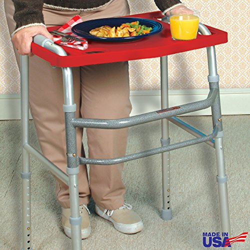 North American Health + Wellness Walker Tray with Non-Slip Grip Mat - Red, One-Size