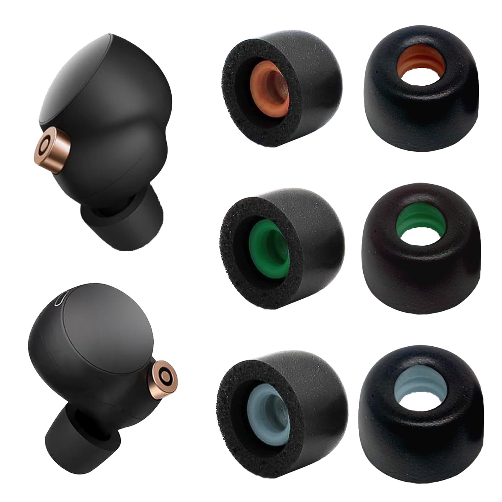 Memory Foam Eartips Ear Buds Compatible with Sony WF-1000XM4 Anti-Slip Ear Tips Replacement 3 Pairs Soft Silicone Ear Tips Replacement Earbuds Fit Charging Case S/M/L Black (3 Pairs S/M/L)