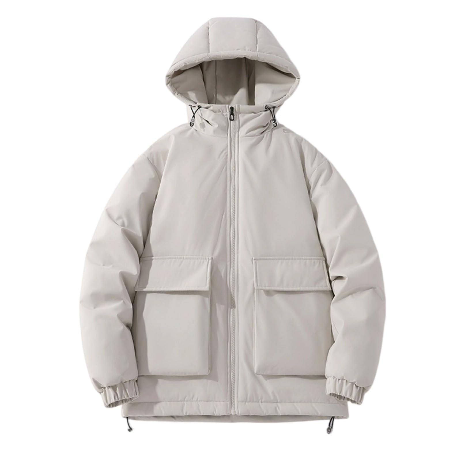 Generisch Chaqueta de invierno para hombre, chaqueta de plumón, chaqueta de entretiempo, abrigo grueso, acolchado con cremallera, informal, cálido, abrigo de invierno, monocolor, chaqueta softshell