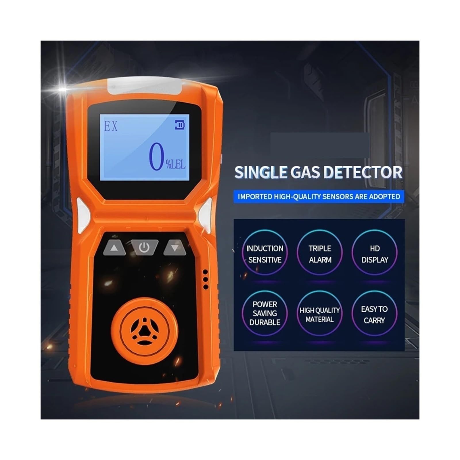 Detector de Gas portátil 4 en 1 EX H2S CO O2 Medidor de Monitor de Gas con vibración, alarmas visuales y audibles Pantalla LCD Monitoreo rápido(EX-0-100LEL)