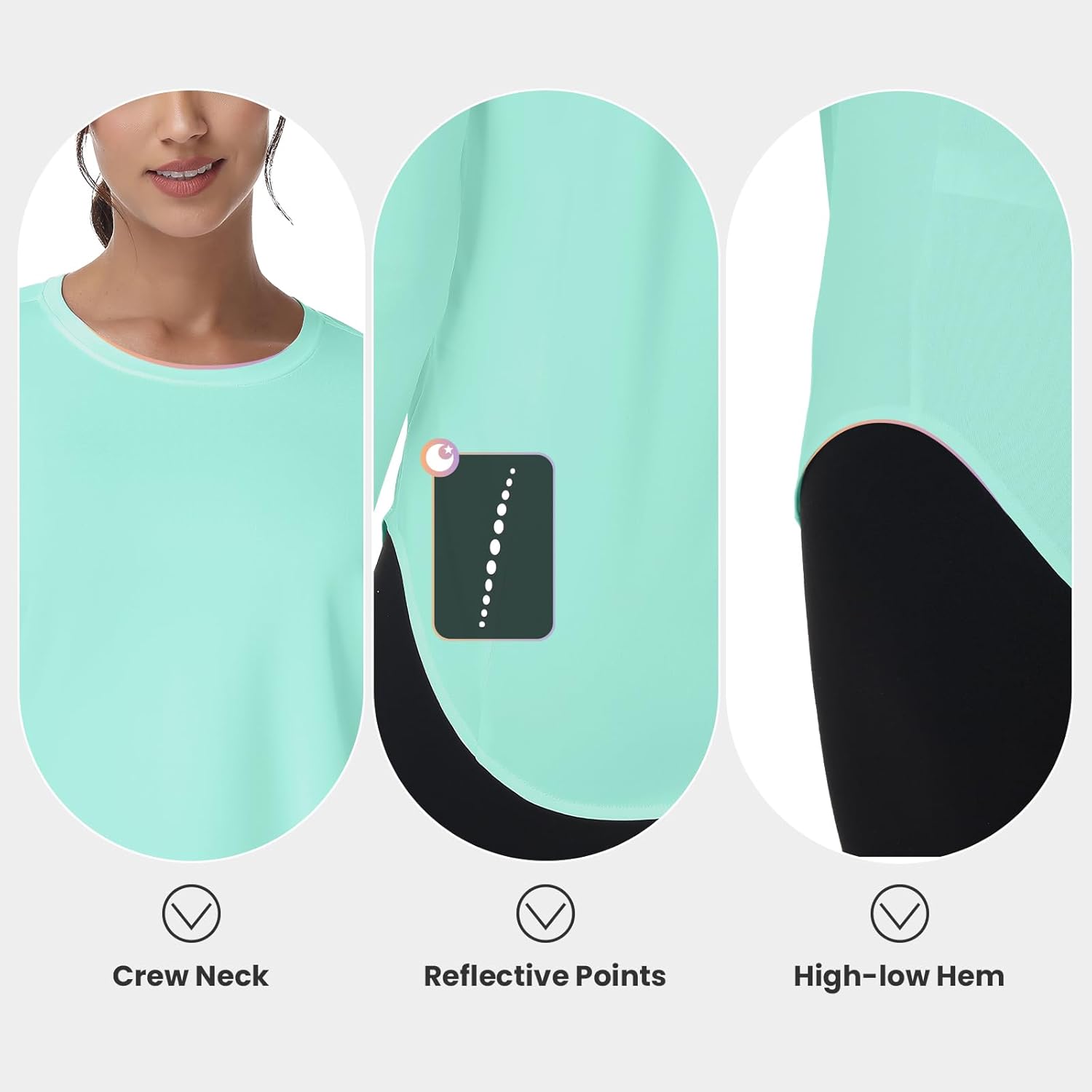 Women's Running Shirts Long Sleeve Workout Athletic Tops Sun Protection Gym Hiking T-Shirts Quick Dry Loose Lightweight - Image 4