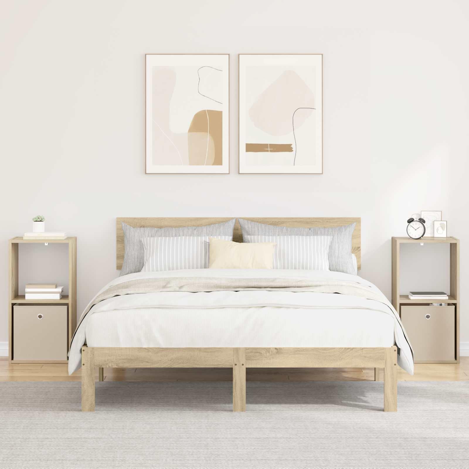 Table de chevet chêne Sonoma 35x32x68,5 cm lot de 2 avec tiroir et étagère de rangement
