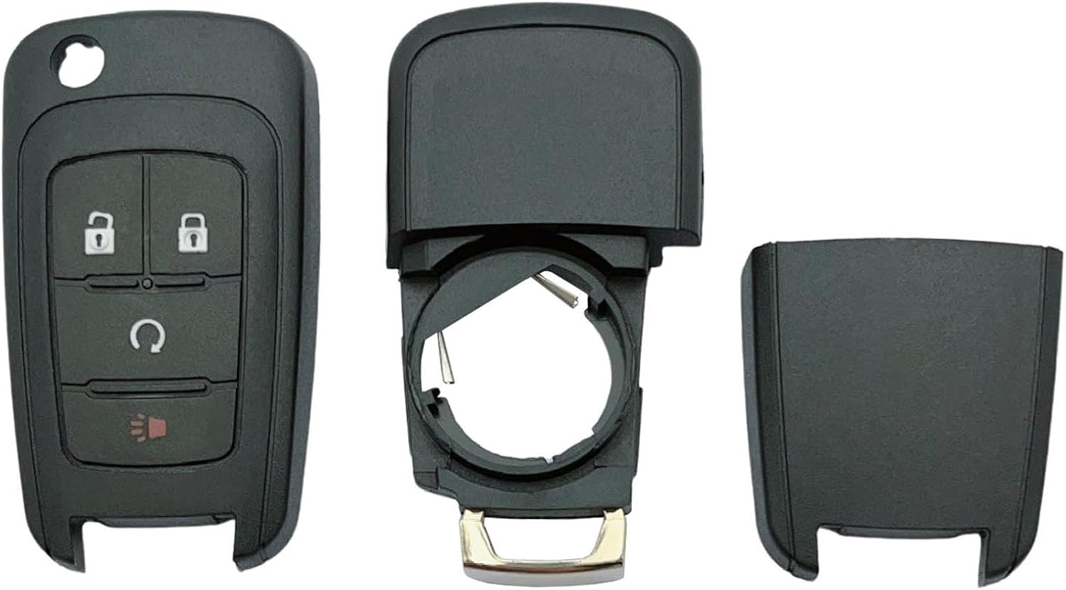 Key Fob Shell Case Replacement Fits for Chevrolet Equinox Impala Sonic Trax Buick Encore Keyless Entry Remote Control Flip Smart Car Key Fob Cover (4 Buttons B)