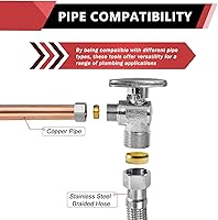 Vista 4 de Paquete de 10 válvulas de parada angular EFIELD de 1/2 pulgadas nominal (5/8 pulgadas de diámetro) de compresión x 3/8 pulgadas de diámetro