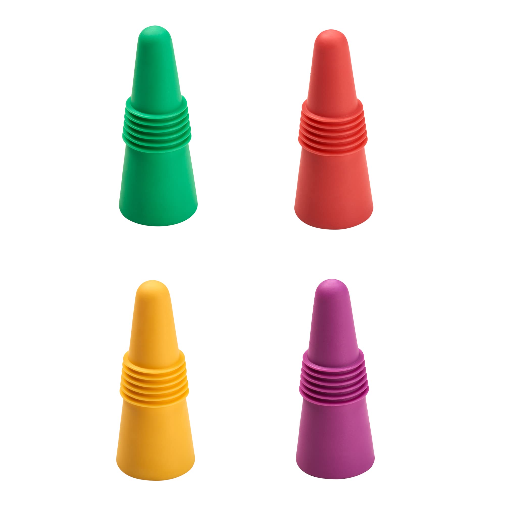 Lurch 211626 Party Bottle Stoppers for Airtight Sealing of Champagne and Wine Bottles, Grape, Lemonade, Peppermint, Wild Berry, Narrow Set of 4