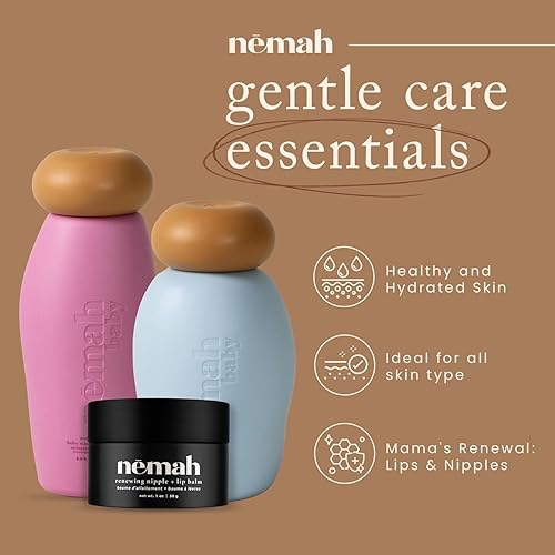 Miniatura 2 de Nemah Kit esencial de cuidado suave, incluye loción calmante para bebé, champú y lavado calmante 2 en 1 para bebés, y pezón renovador + bálsamo