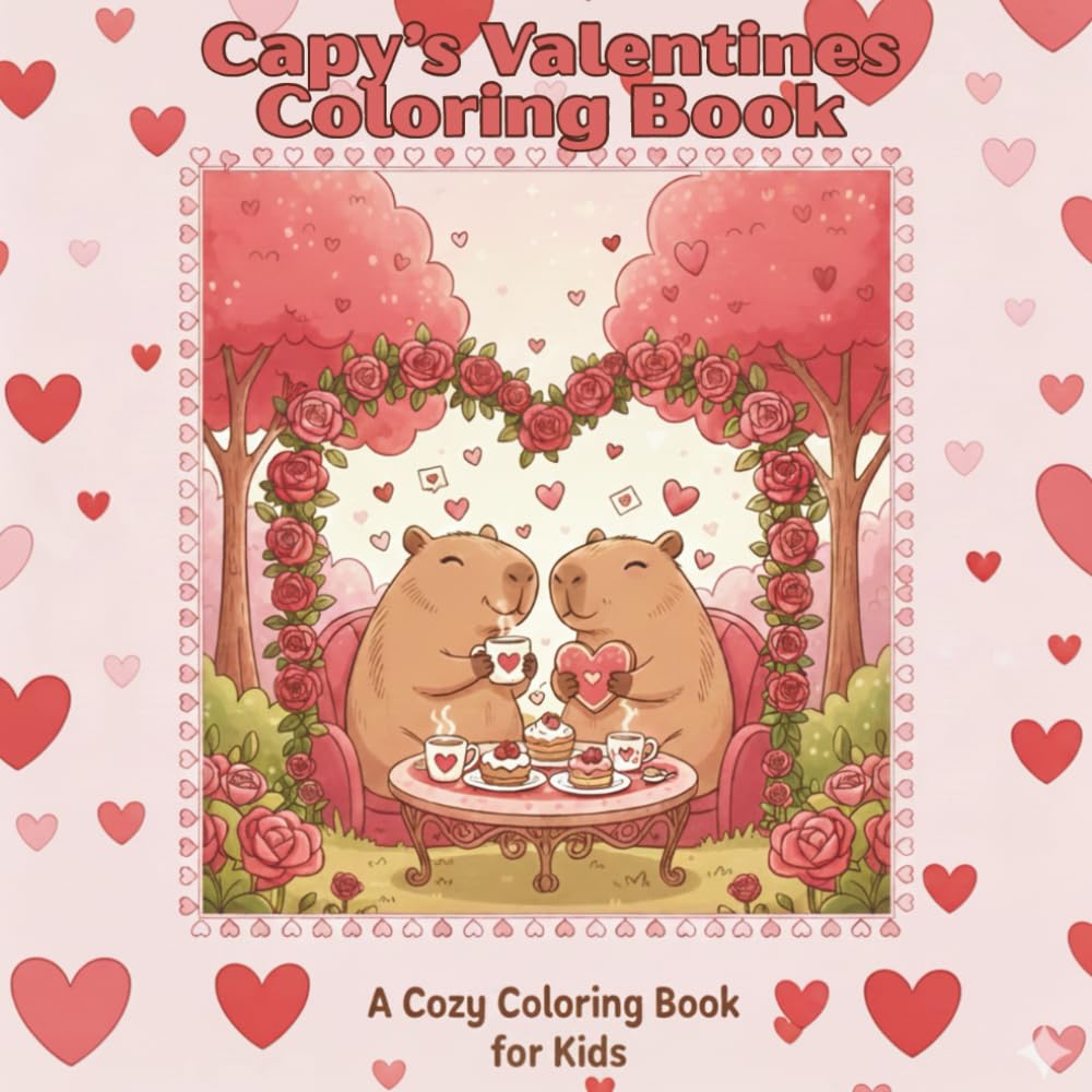 Capy's Valentines Coloring Book for Ages 4-7: A cozy coloring book for kids