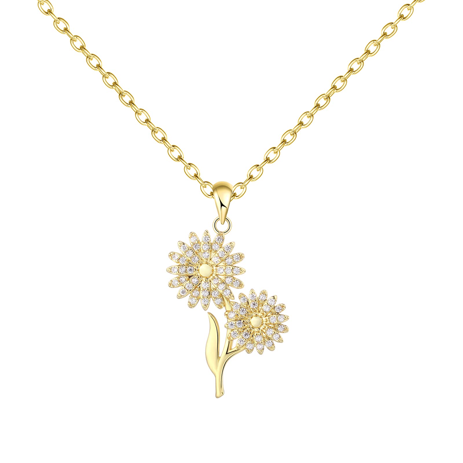 Collar de flores con mes de nacimiento, lujoso collar chapado en oro de 18 quilates con colgante de flor, bonita bolsa de joyería para mujer, collares para boda, ocasiones especiales,
