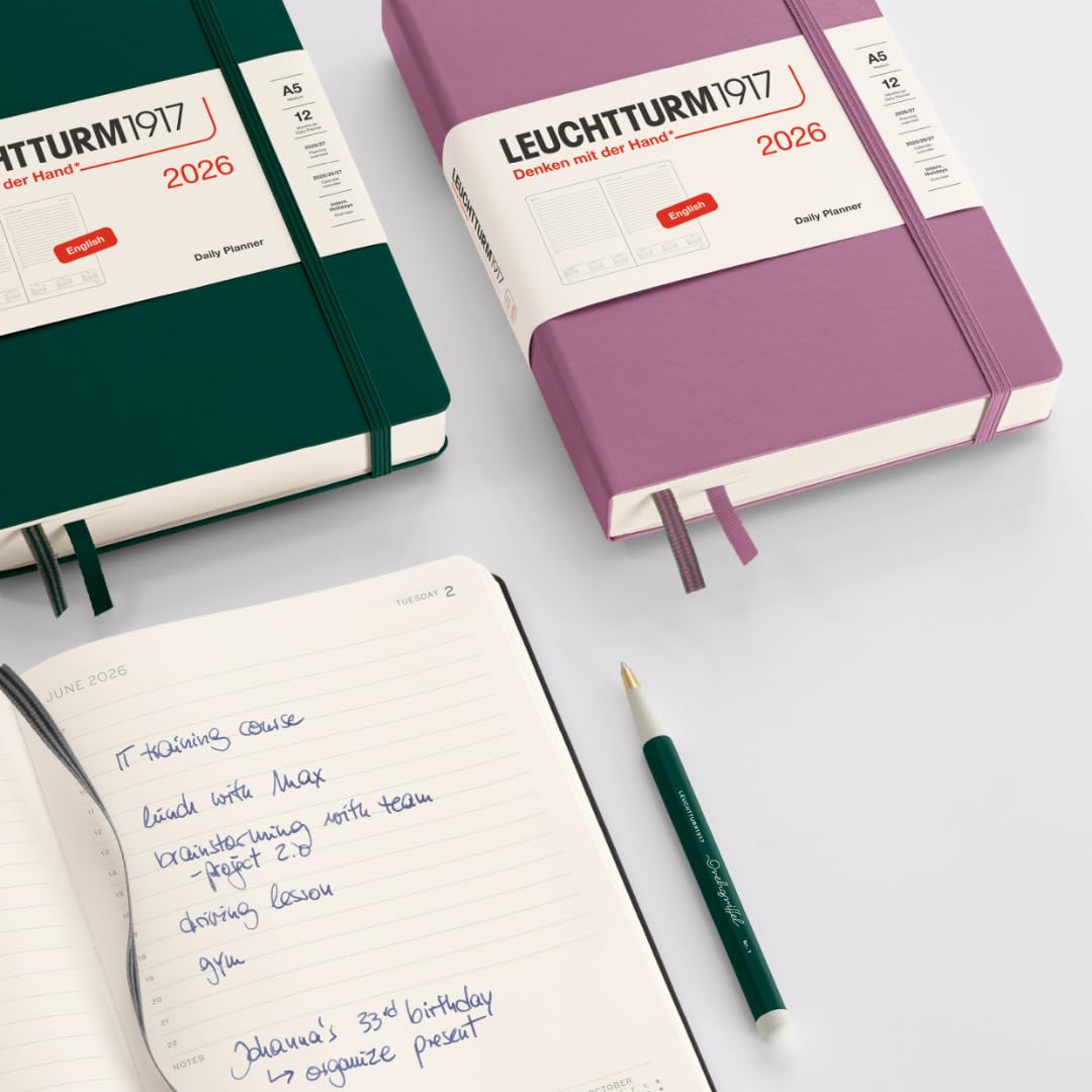 LEUCHTTURM1917 372772 kalendarz dzienny średni (A5) 2026, czarny, angielski