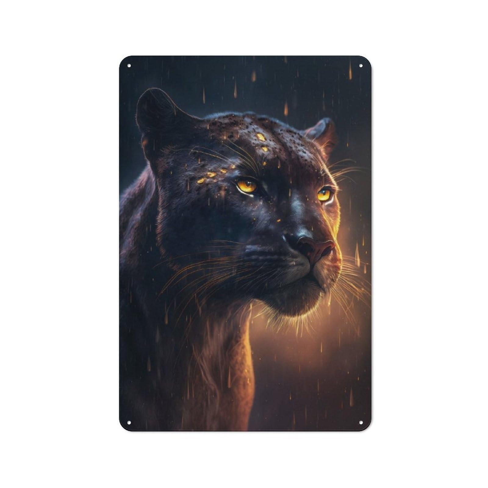Junmoney Panther Rain For Man Cave Or Games Room, Retro Metal Plaque 30X20cm, For Metal Sign Collectors, For Garage And Workshop Walls