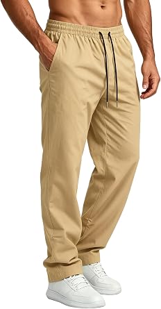 Vssjavun Mens Relaxed Fit Casual Cargo Pants Chino Drawstring Pant Hiking Workout Sport Joggers