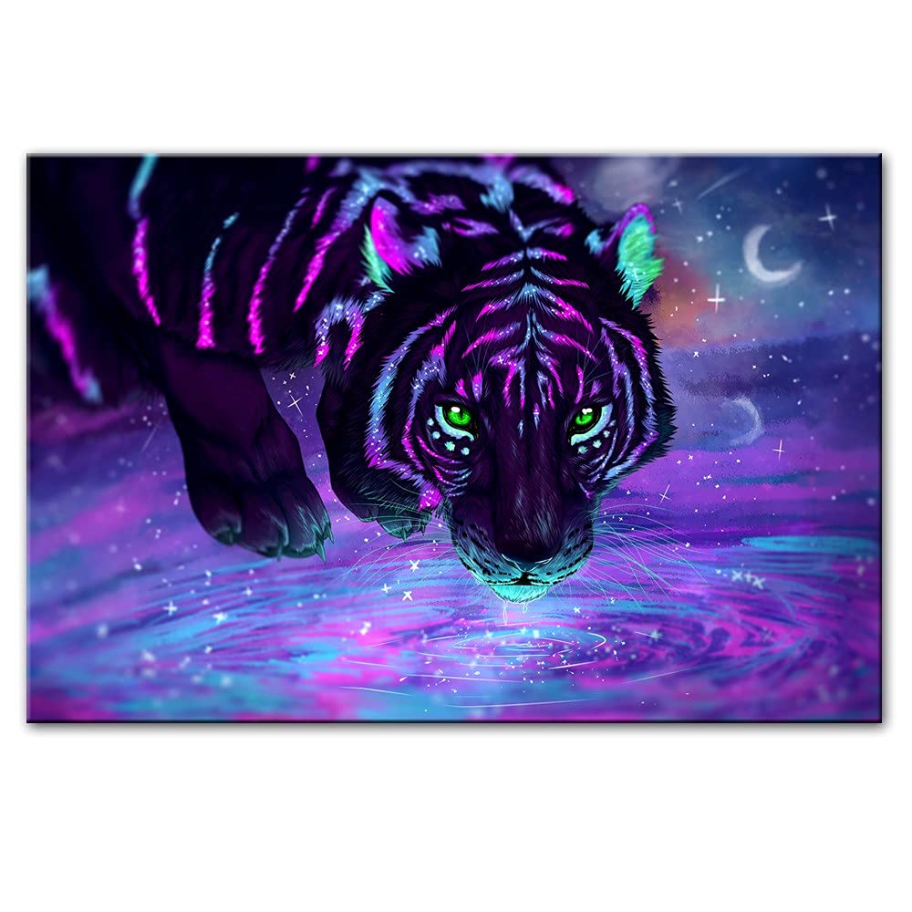 Peinture au diamant tigre étoilé grand format pour décorer votre salon