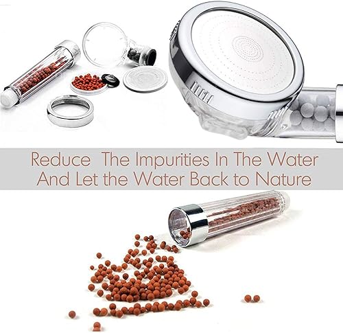 Miniatura 3 de PRUGNA - Cabezal de ducha iónica con manguera y soporte, ducha de mano de alta presión y ahorro de agua, con cuentas de energía Anion, 3 ajustes