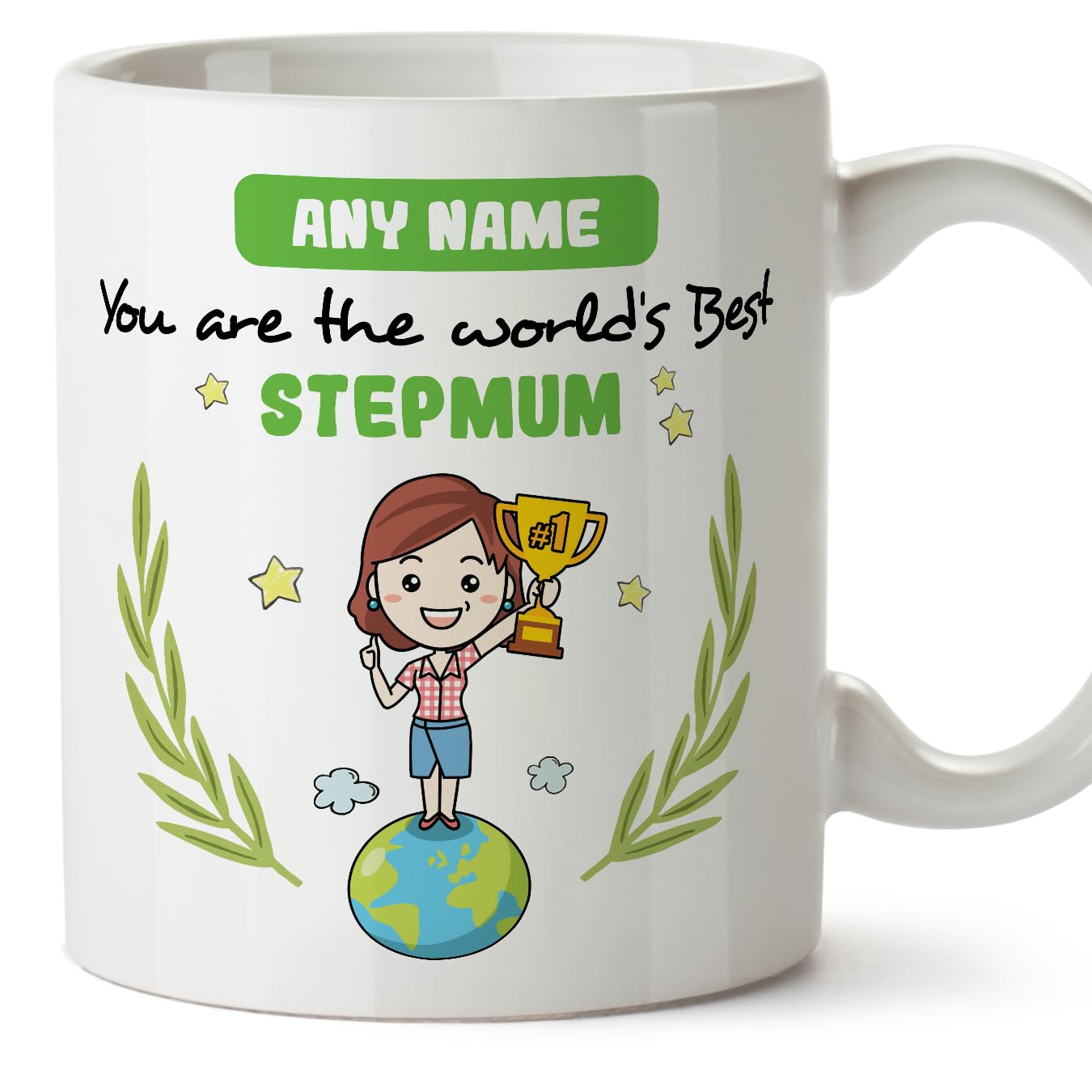 MUGFFINS Personalised Mug for Stepmum - in English - You are World's Best - Funny Custom Gift - Ceramic 11oz Mug