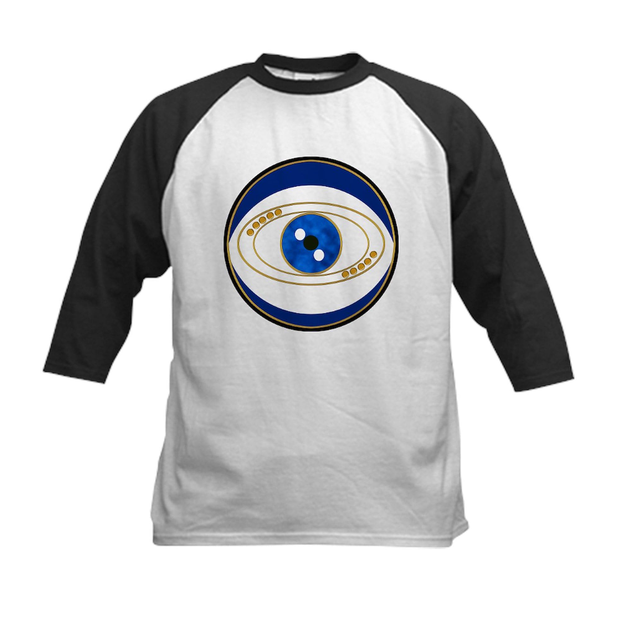 CafePress Blue Evil Eye with Gold Accents Baseball Jersey Kids Cotton Baseball Jersey, 3/4 Raglan Sleeve Shirt