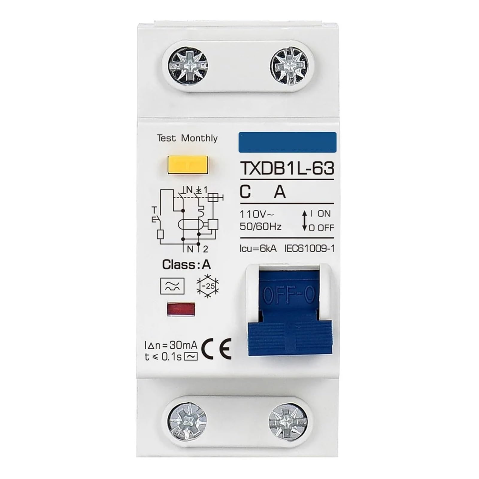 Disjoncteur à courant résiduel type A 1P+N 63A haute précision AC 110V